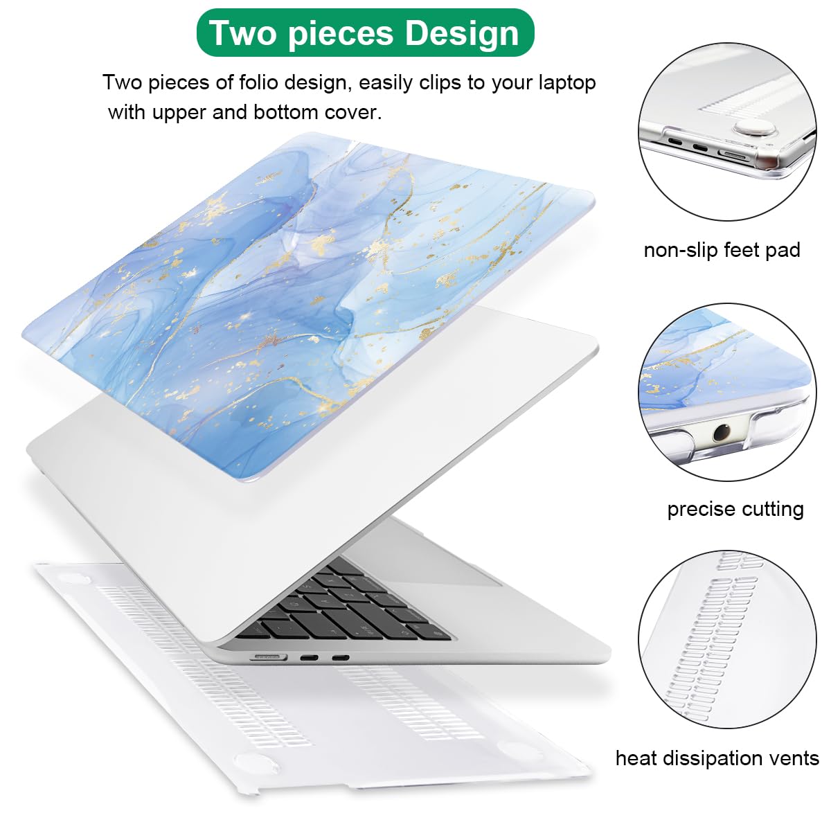 LCMOCICO for MacBook Air 13 inch Case M5 M4 M3 M2 Chip 2026 2025-2022 Release A3449 A3240 A3113 A2681, Scratch Resistant Hard Shell Protective Laptop Cover for Mabook Air 13.6 M5 2026, Blue Marble
