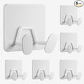 Adhesive Shower Hooks for Bathroom - Extra Sticky Stainless, Wall Hooks for Hanging Towel, Razor, Loofah, Robe, Coat, Heavy Duty Hanger for Kitchen, Bedroom, Door, Metal, Matt White, 6 Pack