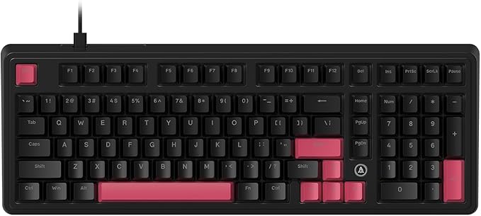 FIRSTBLOOD ONLY GAME. AK980 Wired Mechanical Keyboard, 101Keys Full Layout, Gasket Mount, Hot-Swappable USB Gaming Keyboard with Red Switches, Anti-Ghosting, Black-Red