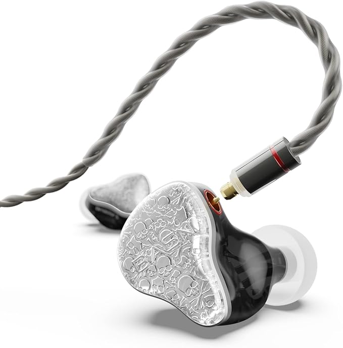 BASN Bmaster5 in Ear Monitors, 1DLC Diaphragm+4BA 5 Drivers IEM Earphones with Silver-Plated OFC Cable, Noise Isolation Wired Earbuds for Musicians (Silver)
