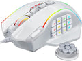 Redragon Gaming Mouse, MMO Gaming Mouse UP 12400 DPI, 19 Macro Programmable Buttons, RGB Mouse with 12 Side Buttons, 8 * 2.4g Weight Tuning for PC Laptop MOBA FPS, White