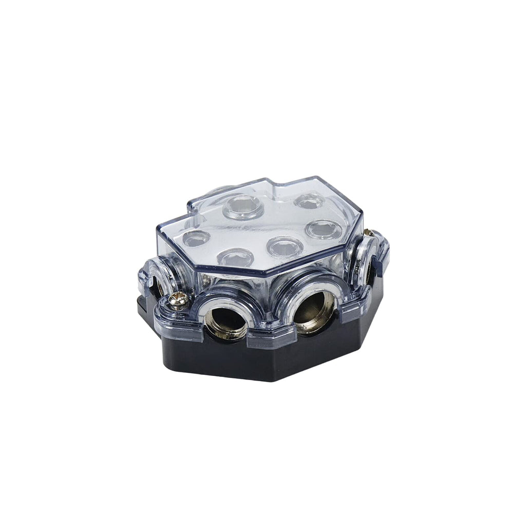 S SYDIEN 2pc Power Distribution Block Car Audio 1 in 5 Ways Out Car Audio Distributions Block 0 Gauge Input 2/4/8 Gauge Out Ground Cable Splitter Distribution Blocks for Automotive