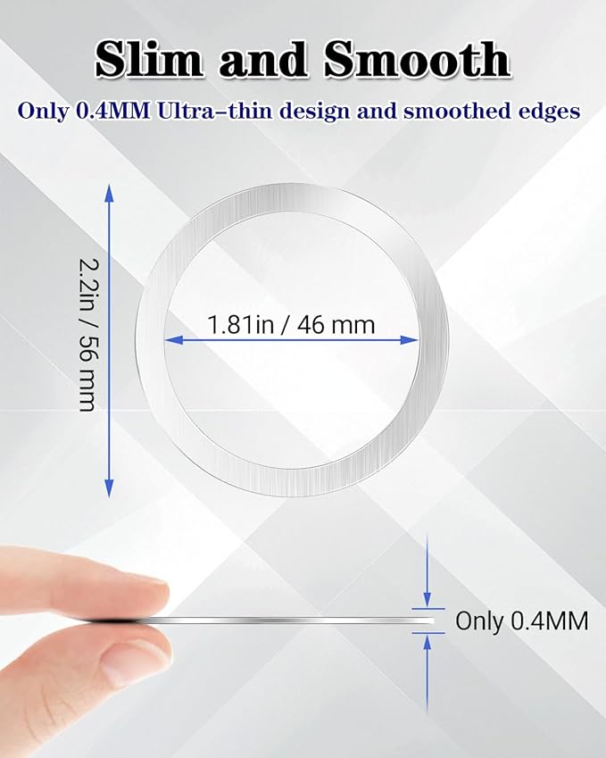 Metal Ring 10PCS,Ultra-Thin(0.4mm) for MagSafe Sticker,Magnetic Adapter,Phone Cases&Wireless Charger,Compatible with iPhone 16/15/14/13,Galaxy S24/S23/S22/Kindle (Silver 10PCS)