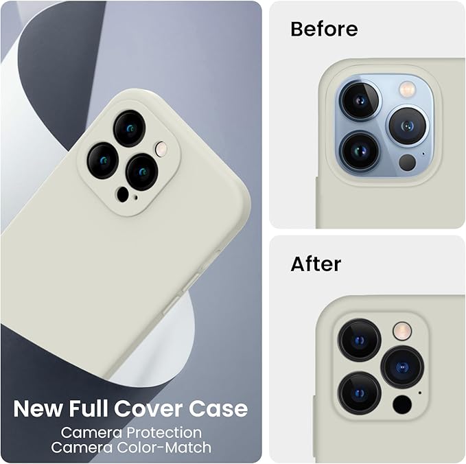 FireNova Designed for iPhone 13 Pro Max Case, Silicone [Camera Protection] Phone Case with [2 Screen Protectors], Soft Anti-Scratch Microfiber Lining Inside, 6.7 inch, Stone
