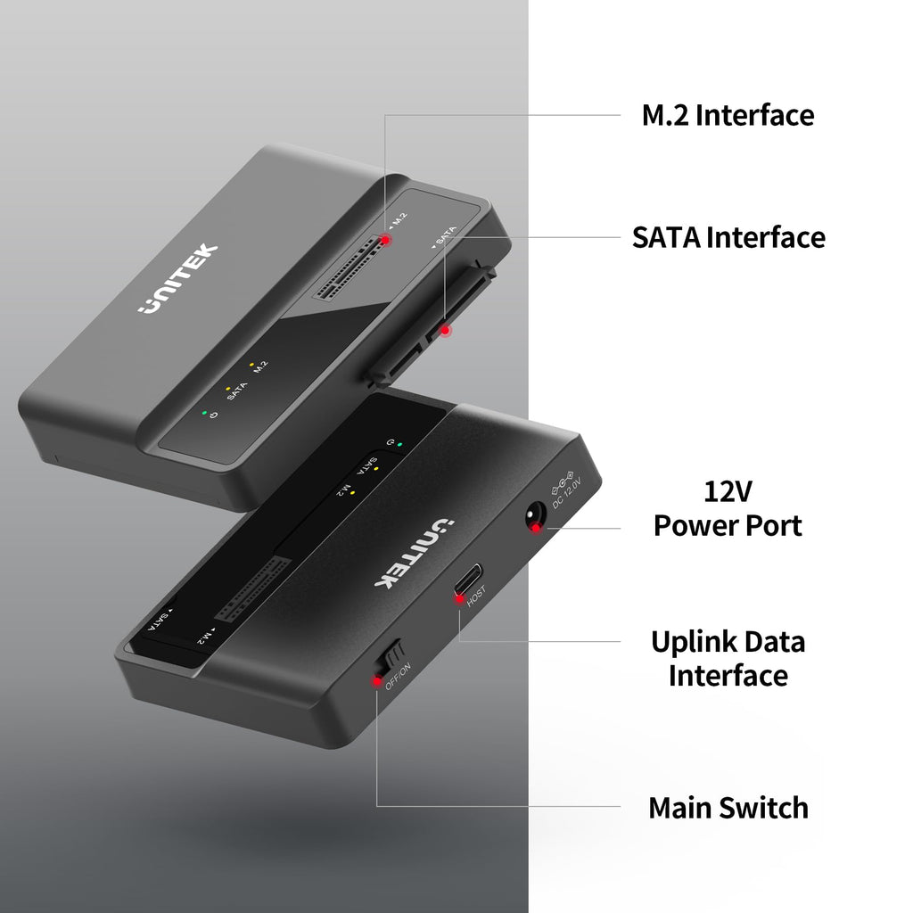 Unitek 2-in-1 M.2 NVMe/SATA USB 3.2 Adapter, 10Gbps, Tool-Free