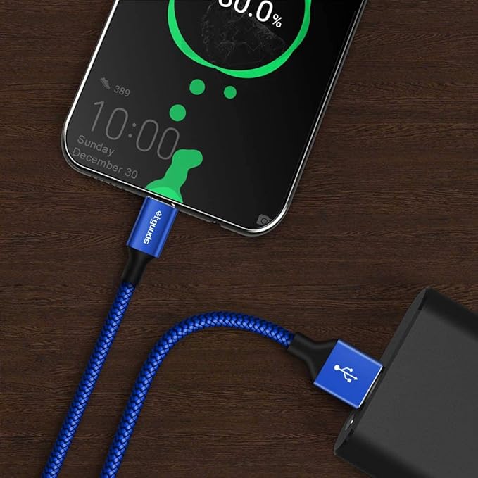etguuds 4ft USB A to USB C Cable 3A Fast Charging, 2-Pack USB A to USB Type C Charger Cord for iPhone 16 15 Pro/Pro Max/Plus, for Samsung Galaxy S24 S23 S22 S21 S20 S10 A55 A54 Flip Note, Moto, Blue
