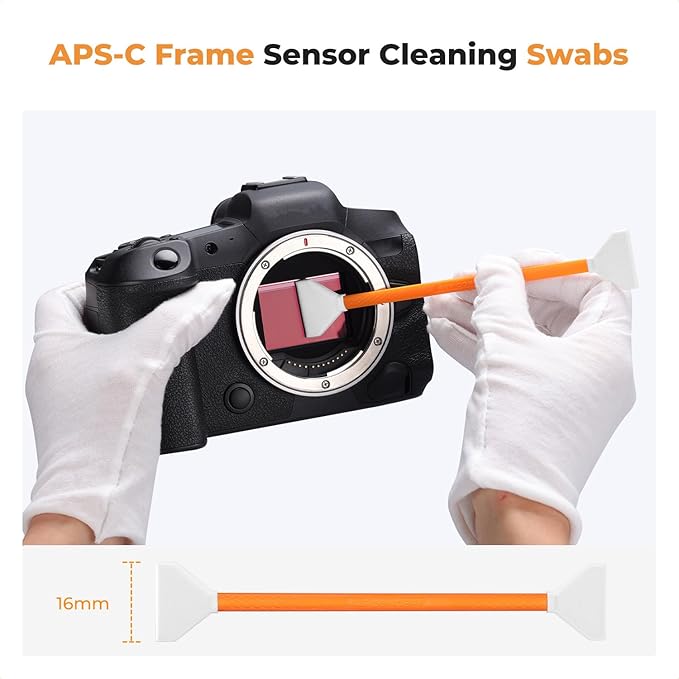 K&F Concept 14pcs Double Tipped 16mm APS-C Sensor Cleaning Swab, DSLR or SLR Digital Camera Cleaning kit and Full Frame Sensor Cleaning Swab