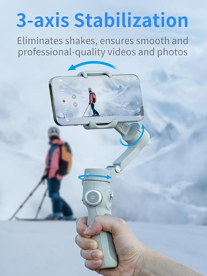 FeiyuTech VB 4SE Kit-Phone Gimbal Stabilizer with Bag,Lighting Enabled Tracking Module, Phone Gimbal for Video Recording,Gesture Control, Fit iPhone&Android,Vertical Shot for YouTube,TikTok,Max 0.69lb