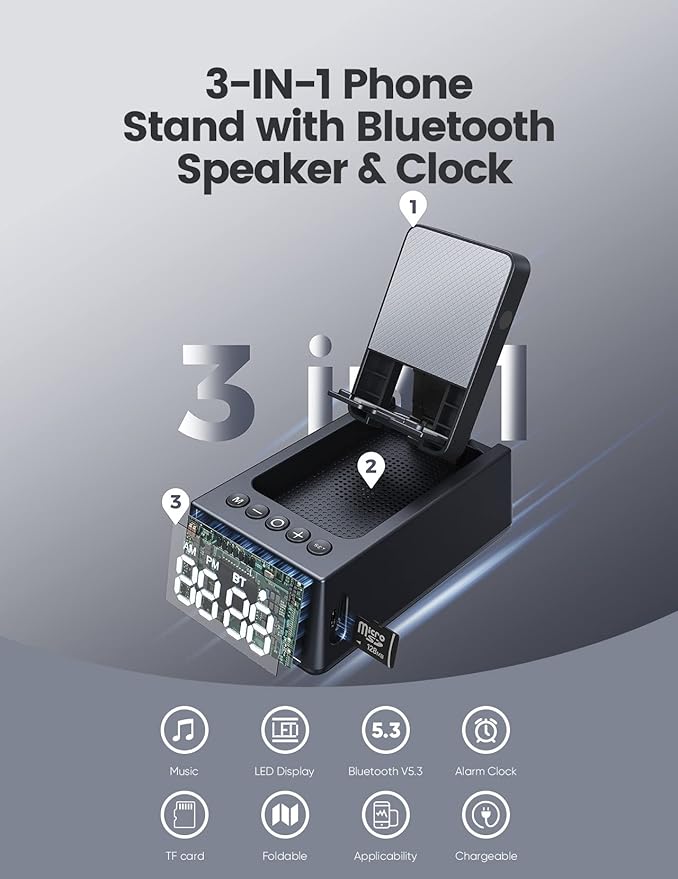 Birthday Gifts for Men Women-Bluetooth Speaker with HD Sound, Stocking Stuffers White Elephant Gifts for Adults, Kitchen Gadgets for Anniversary Idea Gift for Dad Mom Husband Wife(Black)