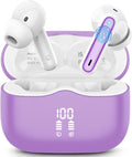 Wireless Earbuds, Bluetooth 5.4 Headphones in Ear with 4 ENC Noise Cancelling Mic, New Wireless Earphones HiFi Stereo Deep Bass 40H Playtime, in-Ear Bluetooth Earbuds LED Display IP7, USB-C, Violet