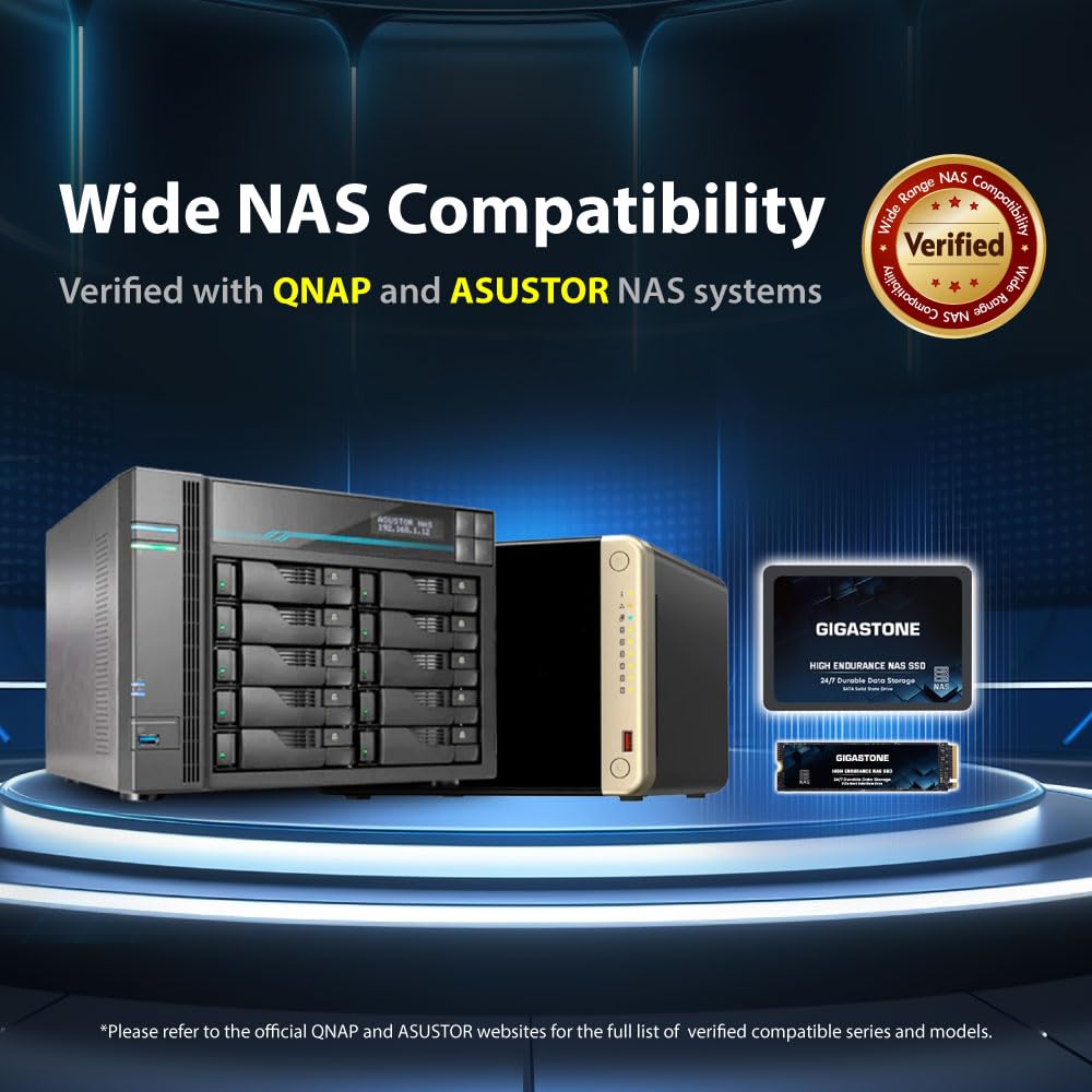 Gigastone 【NAS Certified】 1TB High Endurance SSD (8-Pack) Up to 550MB/s TLC Flash with SLC Caching 24/7 Reliable for Gaming/PC/NAS SSD 5-Year Warranty 2.5" SATA Internal Solid State Drives RAID Disk