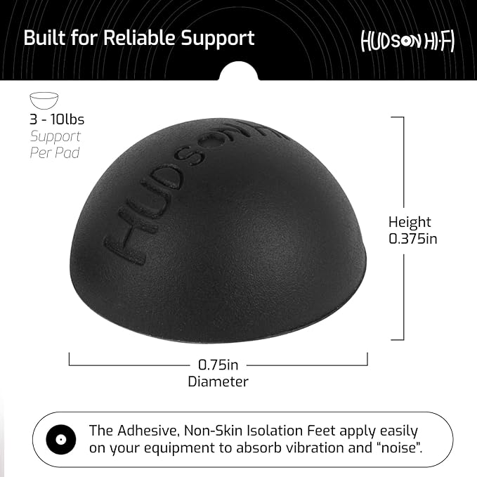 .75" Platinum Silicone Speaker Isolation Pads - 16-Pack Non-Skid Speaker Pads with Adhesive, Speaker Isolation Feet for Record Player Isolation - Turntable Feet and Subwoofer Isolation Pad - 20 Duro