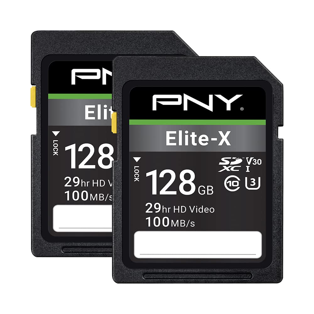 PNY 256GB Elite-X C10 U3 V30 SDXC Flash Memory Card, UHS-I, 4K UHD