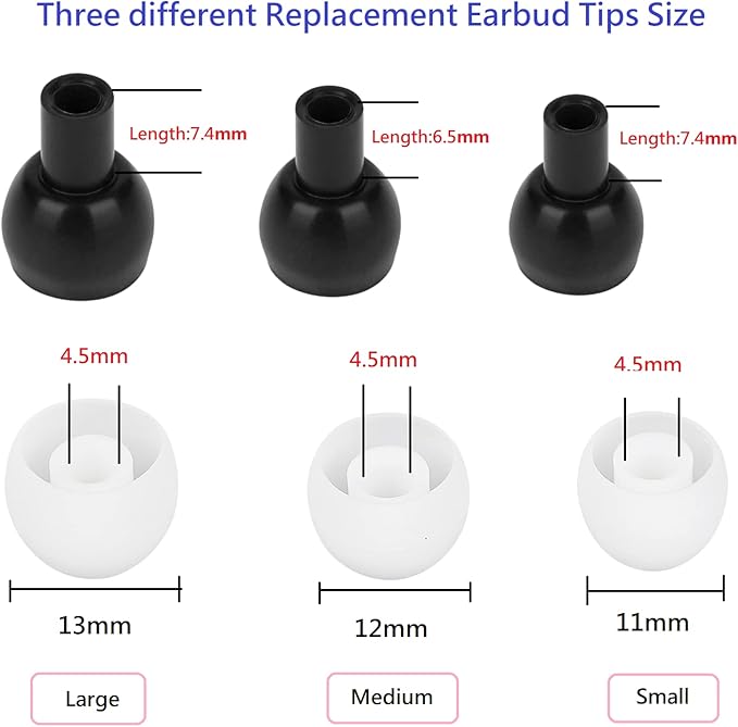 36 Pieces Small Earbud Tips Soft and Comfortable Silicone Earbud Tips Ear Bud Replacement Pieces Silicone Fit Most in-Ear Headphones，Inner Hole 3.8mm -5.5mm，Small White Replacement Eartips