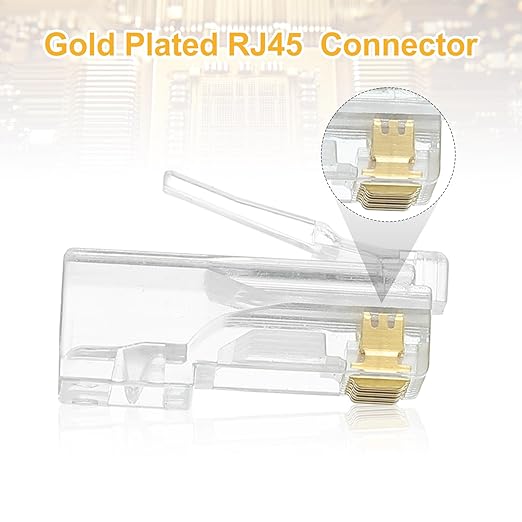 MECCANIXITY 60pcs Cat6 RJ45 Pass Through Connectors, RJ45 Connector 8P8C Gold Plated Plugs with 60pcs Dark Grey Strain Relief Boots for Solid or Stranded UTP Ethernet Cable, 1.1mm