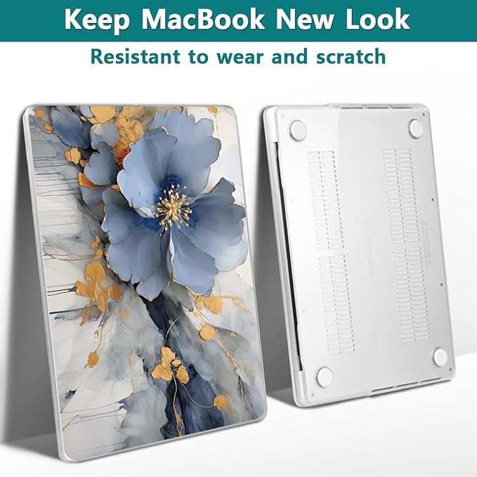 Teryeefi for MacBook Pro 14 inch Case M4 M3 M2 M1 2021-2023 Release Fits Model A3112 A3401 A3185 A2992,A2918,A2779,A244, Laptop Protective Hard Shell Cover with Keyboard Cover & Adapter, Art Florals