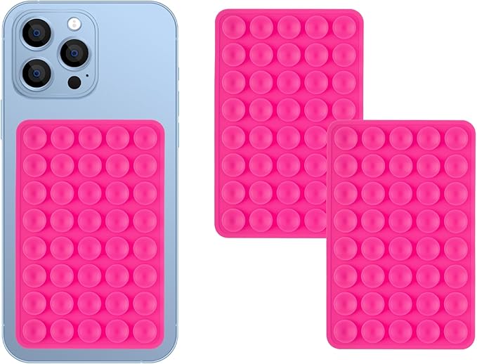 SHENGXIN 2 Pack Silicone Double-Sided Suction Grip – 40 Cups per Side, Strong Hold for iPhone, Galaxy, Pixel, Android – Hands-Free for Selfies & Videos (Pink)