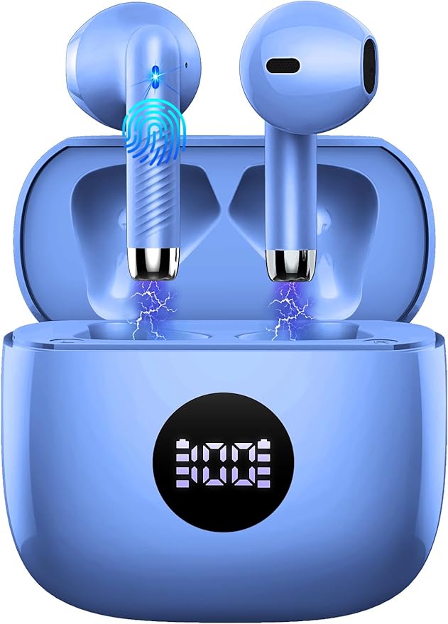 Wireless Earbuds, Bluetooth 5.4 Ear Buds, LED Power Display, 6D Bass Stereo