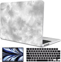 for M4 MacBook Air 13.6 Case 2025 2024 2023 2022 M3 A3113 A2681 M2 Chip, Pattern Plastic Matte Hard Shell Case Keyboard Skin for 2025 Mac Air 13.6 inch Cover M4 A3420 Touch ID, Gray Feather