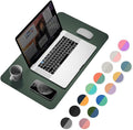 YSAGi Office Desk Pad, Desk Mat, 23.6" x 13.7" Ultra Thin Waterproof PU Leather Desk Blotter, Laptop Desk Pad Protector for Keyboard, Desk Writing Pad for Office and Home (Dark Green+Dark Blue)