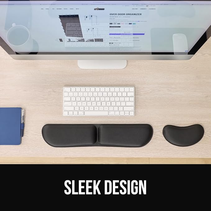GORILLA GRIP Silky Gel Memory Foam Wrist Rest for Computer Keyboard, Mouse, Foldable Design for Typing Pain Relief, Desk Pads Support Hand and Arm, Mousepad, Stain Resistant, 2 Piece Pad, Jet Black
