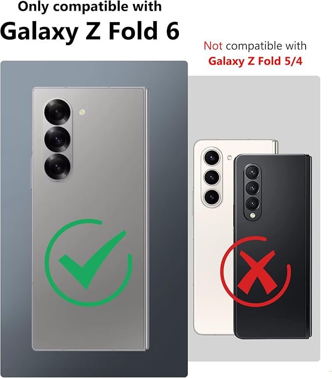 Vihibii for Samsung Galaxy Z Fold 6 Case with S Pen Holder & Card Holder & Slide Camera Cover & Screen Protector & Hinge Protection, Heavy Duty Rugged Wallet Phone Case for Galaxy Z Fold 6, Black