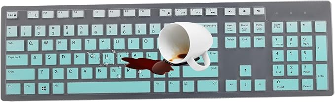 Keyboard Cover Skin for Dell KM636 KB216 KB216t KB216d KB216p Wired & Wireless Keyboard, Dell Optiplex 5250 3050 3240 5460 7450 7050, Dell Inspiron Desktop 24" 27" 5400 5490 7700 7790 3475 3670 3477