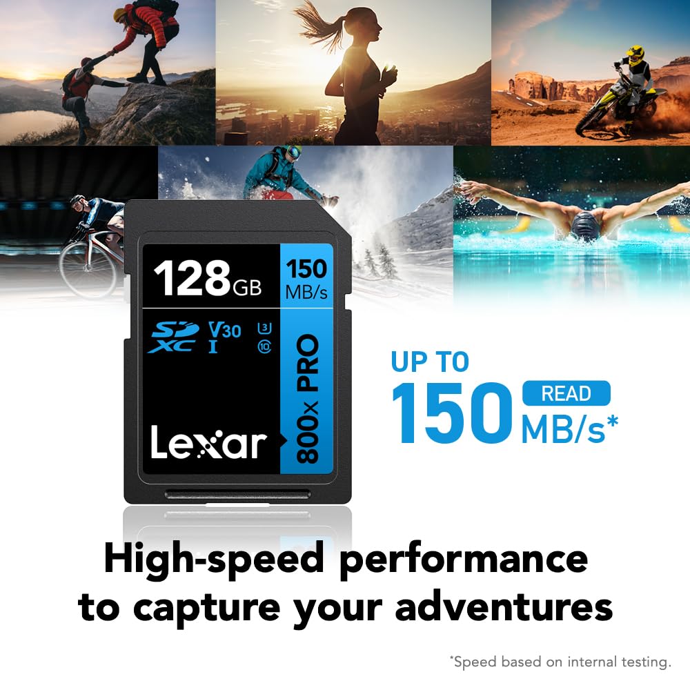 Lexar 128GB 2-Pack 800x PRO SD Memory Card, 150MB/s Read, 4K, V30, UHS-I