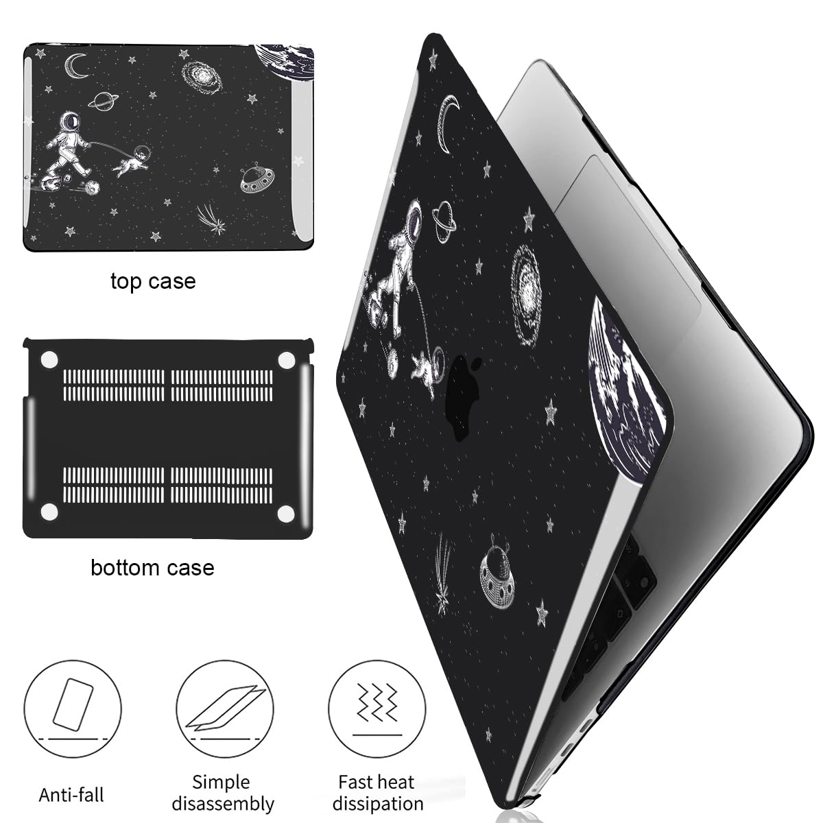 LCMOCICO for MacBook Air 13 Inch Case 2026 2025 2024 2023 2022 Release M5 A3449 M4 A3240 M3 A3113 M2 A2681, Scratch Resistant Plastic Hard Shell Case for MacBook Air 13.6 M5, Astronauts Space Dog