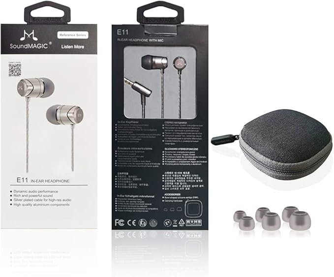SoundMAGIC E11 Wired Earbuds, No Mic, Hi-Fi Stereo, 3.5mm Jack, Gunmetal