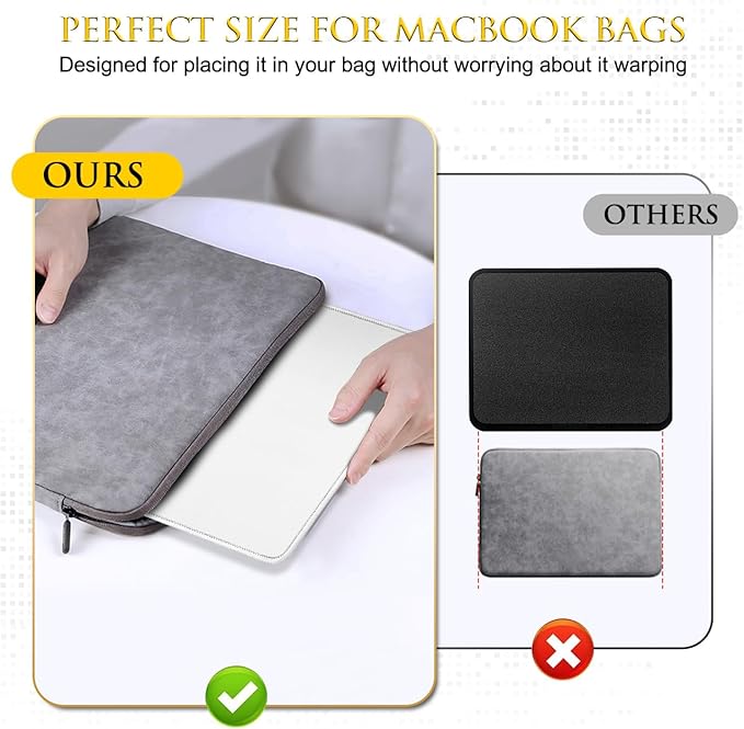 JIKIOU 3 Pack Mouse Pad with Stitched Edge, Comfortable Mouse Pads with Non-Slip Rubber Base, Washable Mousepads Bulk with Lycra Cloth, Mouse Pads for Computers Laptop Mouse 10.2x8.3in Blank White