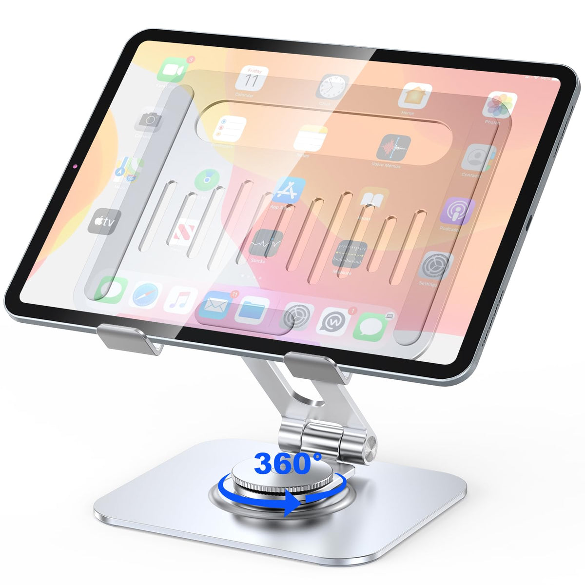 Gorablix Aluminum Tablet Stand, 360° Rotating iPad Holder Fits 4-13"