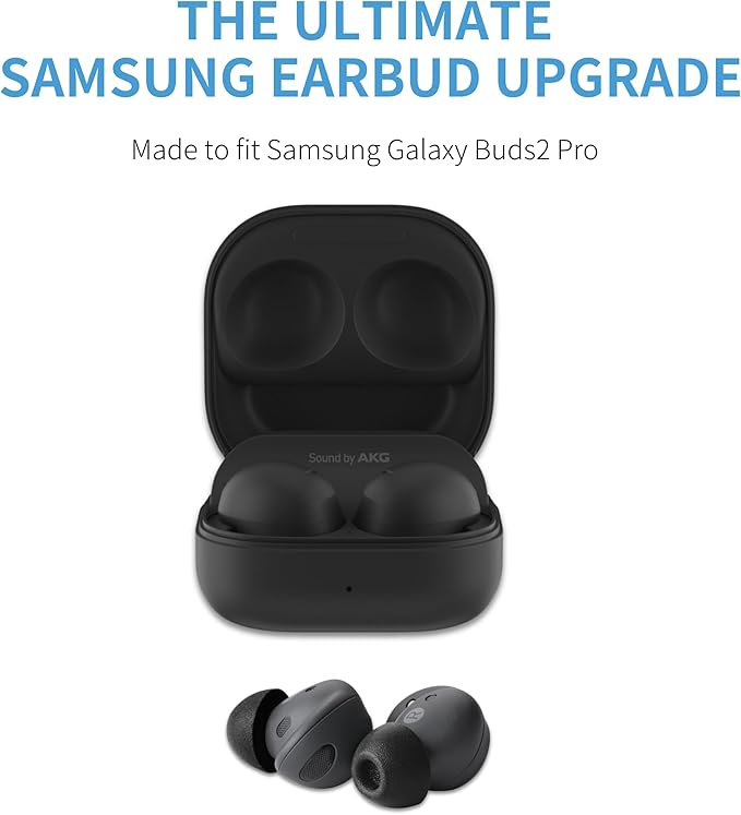 Comply TrueGrip | Premium Memory Foam Replacement Earbud Tips for Samsung Galaxy Buds2 Pro | Enhanced Comfort, Secure Fit, Superior Noise Isolation, Cleaning Tool | Black (S/M/L) (3 Pairs)