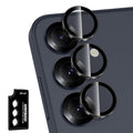 Avocase for Samsung Galaxy S25 Plus Camera Lens Protector, Individual Metal Ring Tempered Glass Lens Cover, [Strong Adsorption] Scratch Resistant Ultra-Thin HD Clear Lens Cover, 1 Set-Black Ring
