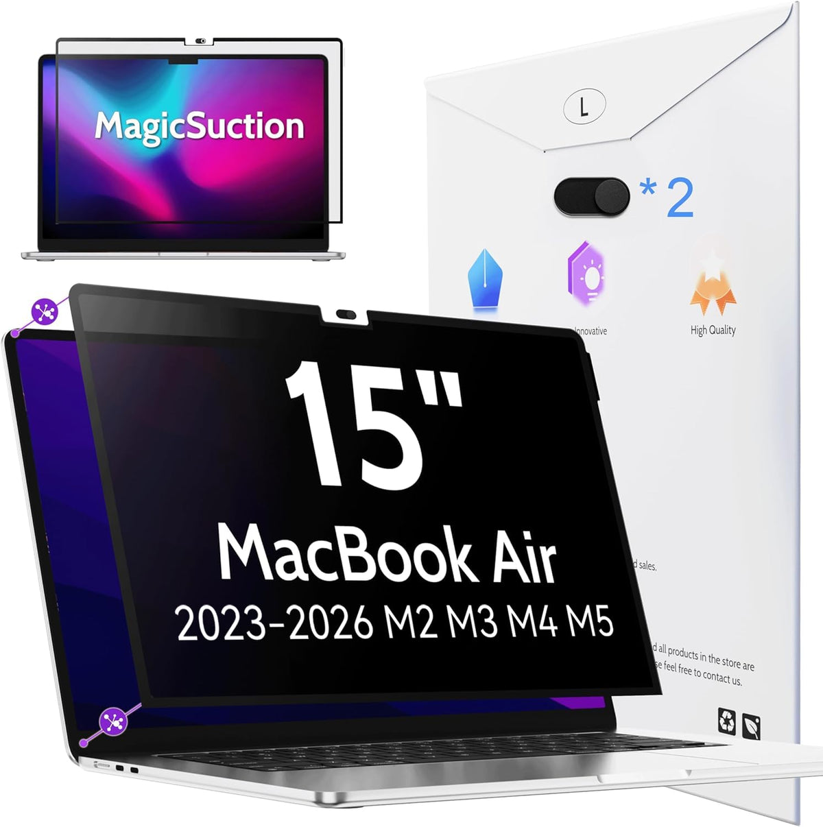 Peslv Nano‑Suction Privacy Screen for MacBook Air 15 Inch