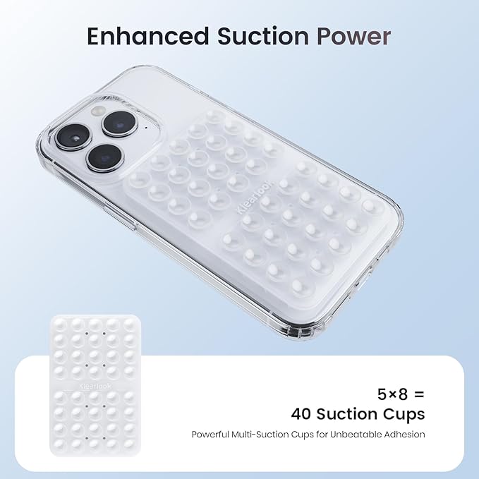 Klearlook 4Pack Silicone Suction Cup Phone Case Mount Double Sided, Sticky Phone Grip for Cell Phone, Hands-Free Phone Accessories for Selfies and Videos, Clear & Light Pink & Light Blue & Lavender