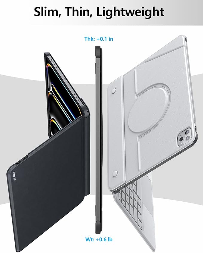 Nillkin for iPad Air/Pro 13 Inch Case with Detachable Keyboard, [with Magnetic Ring] Slim Rugged Keyboard Case for iPad Air 13 M3/M2 and iPad Pro 13 M4 with Stand Backlit Multi-Touch Trackpad, Gray