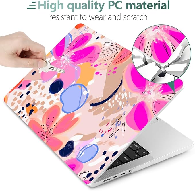 DONGKE for M4 MacBook Pro 16 Inch Case 2024 2023 2021 A3403 A3186 M3 A2991 M2 A2780 M1 A2485 Pro/Max Chip, Plastic Hard Shell Case & Keyboard Cover for Mac Pro 16 with Touch ID, Floral Artistic
