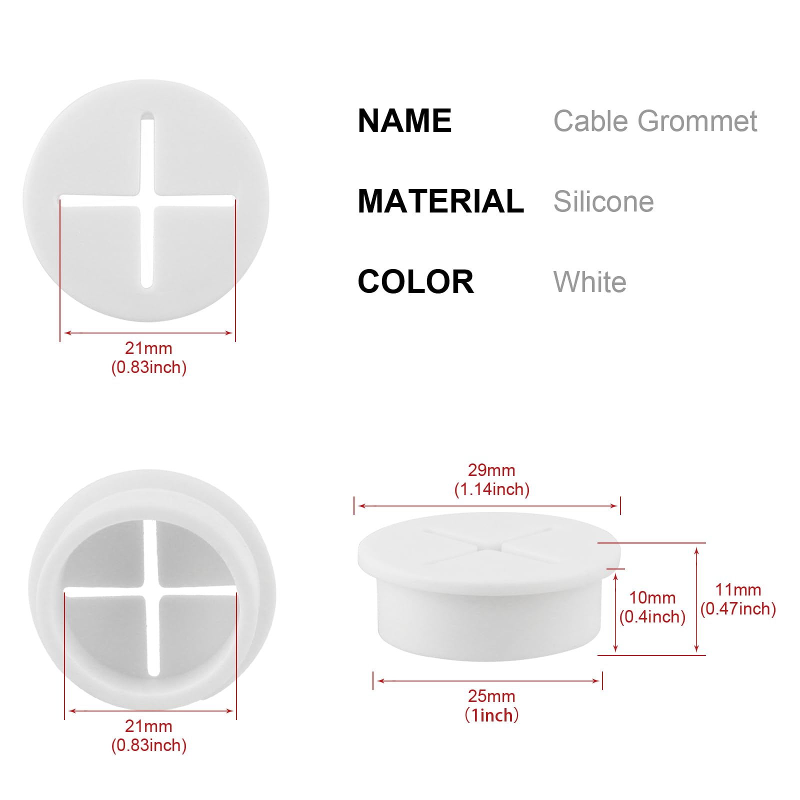 Desk Grommet,1 Inch Flexible Rubber Grommets, Silicone Cable Cord Grommet Wire Hole Cover for Desk, Table and Other Furnitures(12Pack)