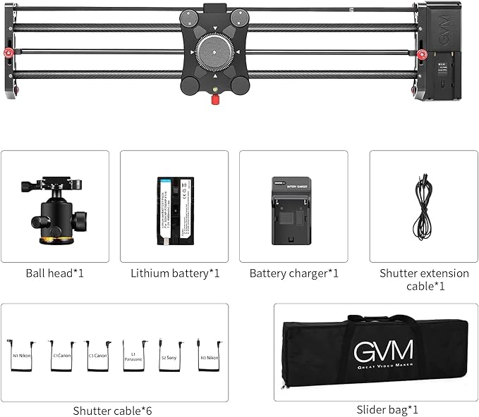GVM Motorized Camera Slider,31" Wireless Carbon Fiber Dolly Rail Camera Slider with APP Control, Motorized Time Lapse and Video Shot Follow Focus Shot and 120 Degree Panoramic Shooting