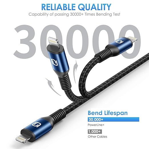iPhone Charger Cable [Apple MFi Certified] 3Pack 3FT USB-A to Lightning Cable Nylon Braided Fast Charging Cord Compatible with iPhone 14/13/12/11 Pro Max/XR/XS/X/8/7/Plus/6S iPad/iPod/AirPods