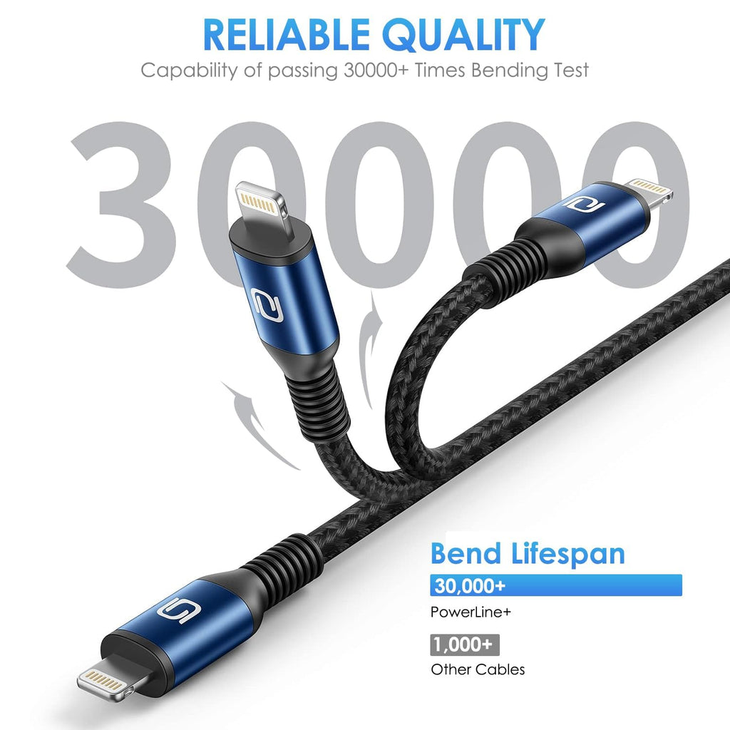 Long iPhone Charger Cable 10FT, 3Pack [Apple MFi Certified] USB-A to Lightning Cable Nylon Braided Fast Charging Cord Compatible with iPhone 14/13/12/11 Pro Max/XR/XS/X/8/7/Plus/6S iPad/iPod/AirPods