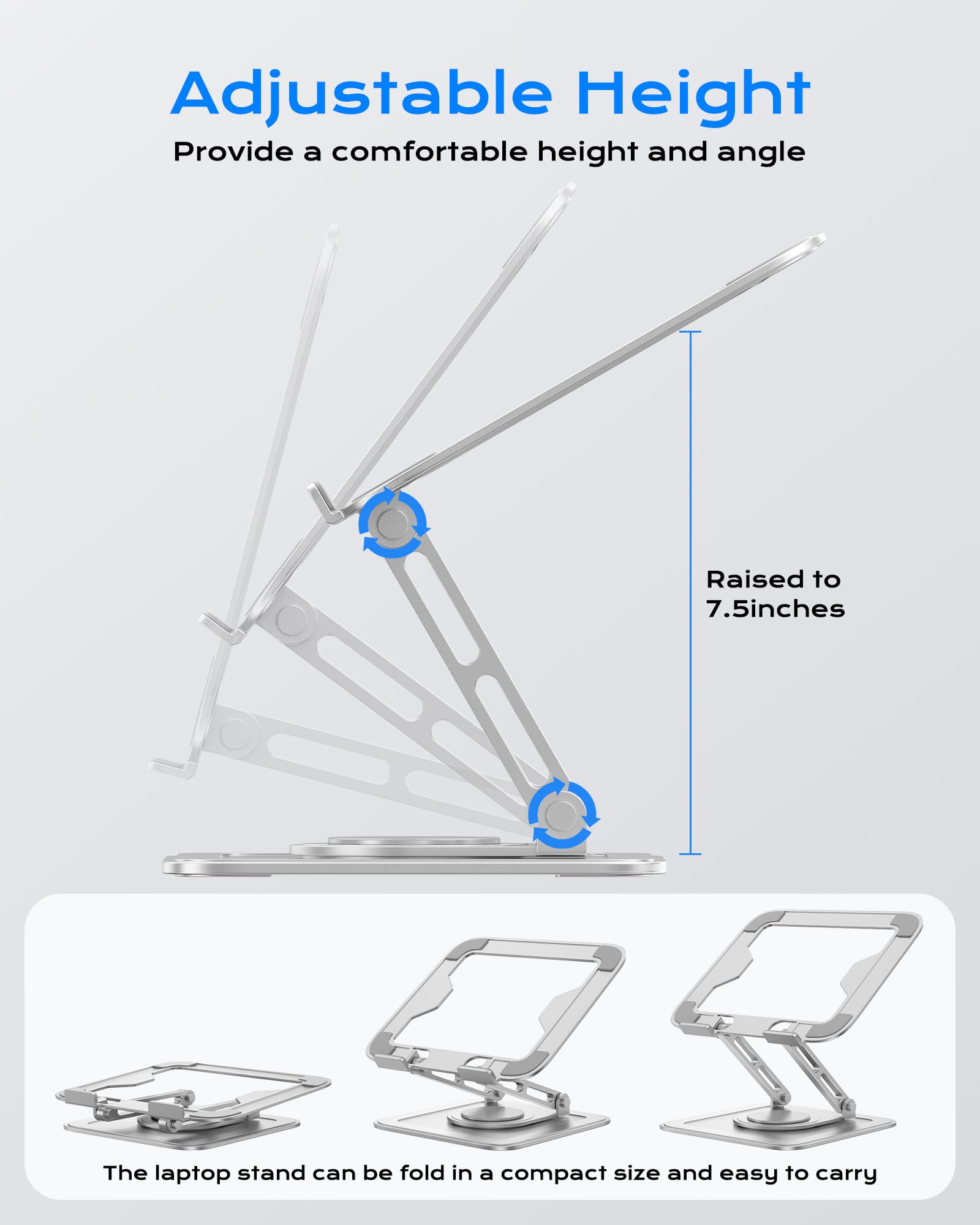 LOXP Adjustable Laptop Stand, Computer Stand with 360 Rotating Base