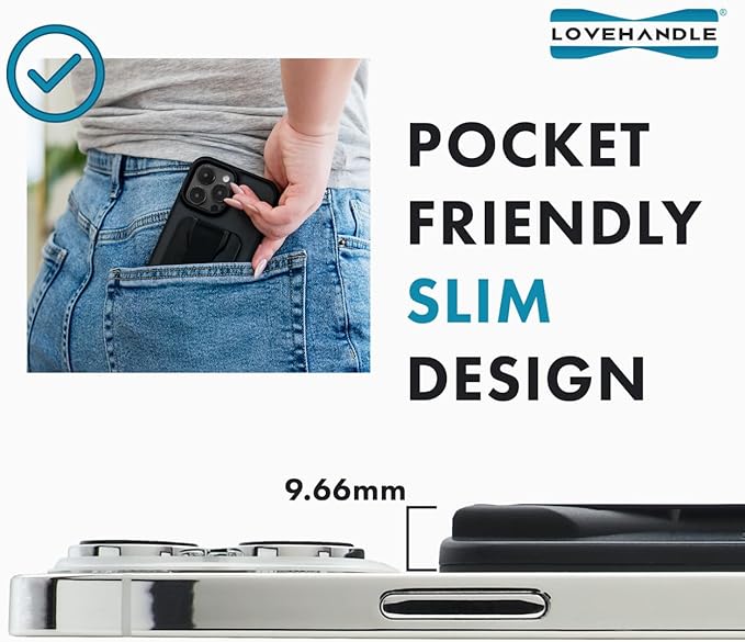 LoveHandle PRO MagSafe Compatible Magnetic Phone Grip w/Kickstand - Mount, Strap and Stand for Smartphone and Tablet - MagSafe Ring Included - Fits All Devices - Crystal Clear Glitter
