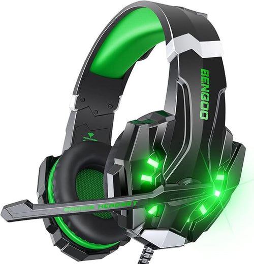 BENGOO G9000 Stereo Gaming Headset for PS4 PC Xbox One PS5 Controller, Noise Cancelling Over Ear Headphones with Mic, LED Light, 7.1 Surround Sound, Soft Memory Earmuffs for Nintendo Xbox Series X|S