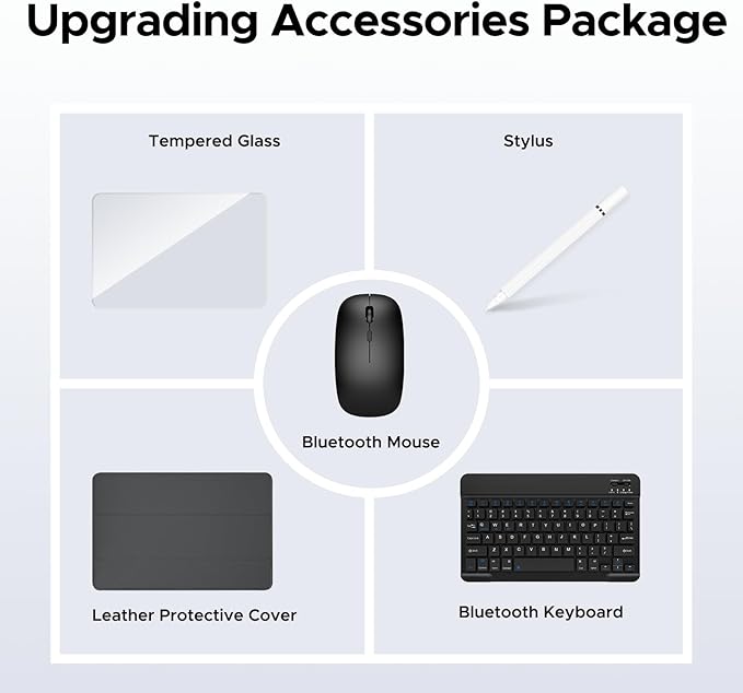 DOOGEE U10(2025) 10 inch Tablet with Keyboard, Android 15 Tablet 16GB+128GB/2TB Expand, 2.0GHz Quad Core Gaming Tablets,5060mAh,1280x800 IPS HD Touchscreen,WiFi 6,Dual Camera,BT5.0,Widevine L1,Gray
