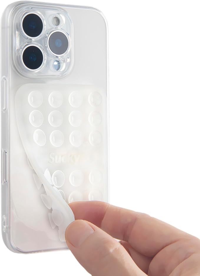 SUCKY Double Sided Suction Phone Octo Cup Buddy Mount - Anti-Slip Holder, Hands-Free Phone Accessory for iPhone and Android - Sticky Grip for Selfies, Videos - Clear