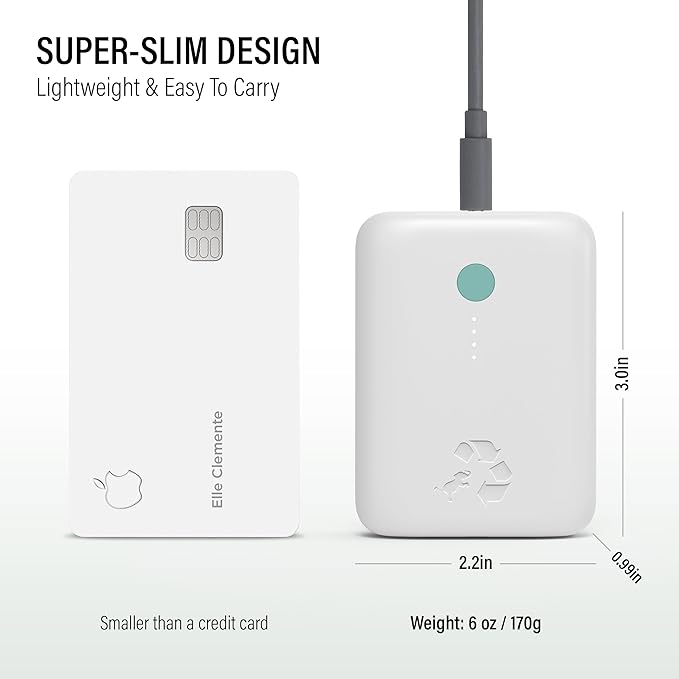 Nimble Champ Lite Portable Charger, 5200mAh Fast Charging Power Bank 15W USB C and A Port with Cable, Travel Essential Battery Pack for iPhone Galaxy Pixel MacBook iPad Kindle Airpod Laptop Tablet