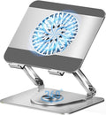 Laptop Cooling Pad 360° Rotating Laptop Stand with 5" Turbo Cooling Fan, 2 Adjustable Angle and 0-12 inches Tall Adjustable Cooling Pad Fits 10-17.3" laptops Pads