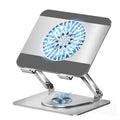360° Rotating Adjustable Laptop Stand with Cooling Fan, Foldable Dual-Bar Support Height Tilt Angle Cooling Laptop Stand for Desk Pad Laptop Riser Heat Dissipation Stand Fit 10-17.3" Device